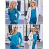 Ekouaer Maternity Nursing Pajama Set Long Sleeve Top & Pants with Pockets Breastfeeding Sleepwear Double Layer Pregnancy(Teal)