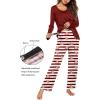 Ekouaer Maternity Nursing Pajama Set Long Sleeve Top & Pants with Pockets Breastfeeding Sleepwear Double Layer Pregnancy(Wine Beer Stripe)