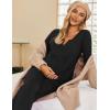 Ekouaer Maternity Nursing Pajama Sets Labor Delivery Pjs Long Sleeve Breastfeeding Pajamas Pregnancy Sleepwear Set(Black)