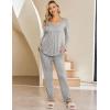 Ekouaer Maternity Nursing Pajama Sets Labor Delivery Pjs Long Sleeve Breastfeeding Pajamas Pregnancy Sleepwear Set(Heather Grey)
