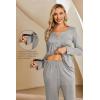 Ekouaer Maternity Nursing Pajama Sets Labor Delivery Pjs Long Sleeve Breastfeeding Pajamas Pregnancy Sleepwear Set(Heather Grey)