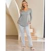 Ekouaer Maternity Nursing Pajama Sets Labor Delivery Pjs Long Sleeve Breastfeeding Pajamas Pregnancy Sleepwear Set(Light Grey Stripe)
