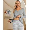 Ekouaer Maternity Nursing Pajama Sets Labor Delivery Pjs Long Sleeve Breastfeeding Pajamas Pregnancy Sleepwear Set(Light Grey Stripe)