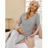 Ekouaer Maternity Nursing Pajama Sets Labor Delivery Pjs Long Sleeve Breastfeeding Pajamas Pregnancy Sleepwear Set(Light Grey Stripe)