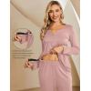 Ekouaer Maternity Nursing Pajama Sets Labor Delivery Pjs Long Sleeve Breastfeeding Pajamas Pregnancy Sleepwear Set(Mauve)