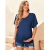 Ekouaer Maternity Shirts 3 Packs Dolman Sleeve Side Ruched Tops Tunic Casual Pregnancy Clothes(Black/Navy Blue/Dark Gray)