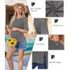 Ekouaer Maternity Shirts 3 Packs Short Sleeve Womens Oversized Pregnancy Tops Split Side Postpartum Blouse Clothes S-XXL(Black/Dark Gray/Dirty Pink)