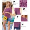Ekouaer Maternity Shirts 3 Packs Short Sleeve Womens Oversized Pregnancy Tops Split Side Postpartum Blouse Clothes S-XXL(Black/Gray/Gray Purple)