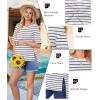 Ekouaer Maternity Shirts 3 Packs Short Sleeve Womens Oversized Pregnancy Tops Split Side Postpartum Blouse Clothes S-XXL(Black/Light Gray/White Stripe)