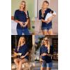 Ekouaer Maternity Shirts 3 Packs Short Sleeve Womens Oversized Pregnancy Tops Split Side Postpartum Blouse Clothes S-XXL(Navy Blue/Light Gray/Army Green)
