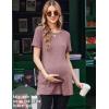 Ekouaer Maternity Tops Short Sleeve Pregnancy Shirts Tee Tunic Casual T Shirt Ribbed Knit Pregnant Clothes(A-blush-redpink)