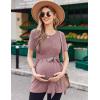 Ekouaer Maternity Tops Short Sleeve Pregnancy Shirts Tee Tunic Casual T Shirt Ribbed Knit Pregnant Clothes(A-blush-redpink)