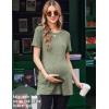 Ekouaer Maternity Tops Short Sleeve Pregnancy Shirts Tee Tunic Casual T Shirt Ribbed Knit Pregnant Clothes(Army-green)