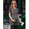 Ekouaer Maternity Tops Short Sleeve Pregnancy Shirts Tee Tunic Casual T Shirt Ribbed Knit Pregnant Clothes(Black Grey)