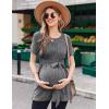 Ekouaer Maternity Tops Short Sleeve Pregnancy Shirts Tee Tunic Casual T Shirt Ribbed Knit Pregnant Clothes(Black Grey)
