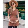 Ekouaer Maternity Tops Short Sleeve Pregnancy Shirts Tee Tunic Casual T Shirt Ribbed Knit Pregnant Clothes(Brick-red)