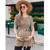 Ekouaer Maternity Tops Short Sleeve Pregnancy Shirts Tee Tunic Casual T Shirt Ribbed Knit Pregnant Clothes(Mocha Brown)