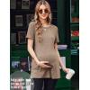 Ekouaer Maternity Tops Short Sleeve Pregnancy Shirts Tee Tunic Casual T Shirt Ribbed Knit Pregnant Clothes(Mocha Brown)