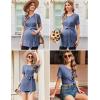 Ekouaer Maternity Tops Short Sleeve Pregnancy Shirts Tee Tunic Casual T Shirt Ribbed Knit Pregnant Clothes(Navy Blue)