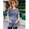 Ekouaer Maternity Tops Short Sleeve Pregnancy Shirts Tee Tunic Casual T Shirt Ribbed Knit Pregnant Clothes(Navy Blue)