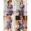 Ekouaer Maternity Tops Short Sleeve Pregnancy Shirts Tee Tunic Casual T Shirt Ribbed Knit Pregnant Clothes(Purple)