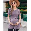 Ekouaer Maternity Tops Short Sleeve Pregnancy Shirts Tee Tunic Casual T Shirt Ribbed Knit Pregnant Clothes(Purple)