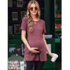 Ekouaer Maternity Tops Short Sleeve Pregnancy Shirts Tee Tunic Casual T Shirt Ribbed Knit Pregnant Clothes(Wine-red)