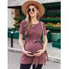Ekouaer Maternity Tops Short Sleeve Pregnancy Shirts Tee Tunic Casual T Shirt Ribbed Knit Pregnant Clothes(Wine-red)