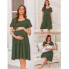 Ekouaer Nursing Dress Summer Short Sleeve Breastfeeding Casual Knee Length Maternity Dresses S-XXL(Army Green)