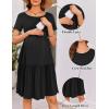 Ekouaer Nursing Dress Summer Short Sleeve Breastfeeding Casual Knee Length Maternity Dresses S-XXL(Black)