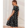 Ekouaer Nursing Dress Summer Short Sleeve Breastfeeding Casual Knee Length Maternity Dresses S-XXL(Black White Floral)