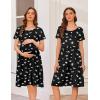 Ekouaer Nursing Dress Summer Short Sleeve Breastfeeding Casual Knee Length Maternity Dresses S-XXL(Black White Floral)