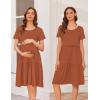 Ekouaer Nursing Dress Summer Short Sleeve Breastfeeding Casual Knee Length Maternity Dresses S-XXL(Caramel)