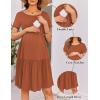 Ekouaer Nursing Dress Summer Short Sleeve Breastfeeding Casual Knee Length Maternity Dresses S-XXL(Caramel)