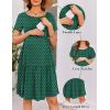 Ekouaer Nursing Dress Summer Short Sleeve Breastfeeding Casual Knee Length Maternity Dresses S-XXL(Green White Dot)