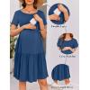 Ekouaer Nursing Dress Summer Short Sleeve Breastfeeding Casual Knee Length Maternity Dresses S-XXL(Grey Blue)