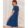 Ekouaer Nursing Dress Summer Short Sleeve Breastfeeding Casual Knee Length Maternity Dresses S-XXL(Grey Blue)