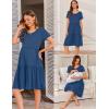 Ekouaer Nursing Dress Summer Short Sleeve Breastfeeding Casual Knee Length Maternity Dresses S-XXL(Grey Blue)