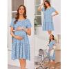 Ekouaer Nursing Dress Summer Short Sleeve Breastfeeding Casual Knee Length Maternity Dresses S-XXL(Light Blue Floral)