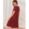 Ekouaer Nursing Dress Summer Short Sleeve Breastfeeding Casual Knee Length Maternity Dresses S-XXL(Wine Red)