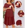 Ekouaer Nursing Dress Summer Short Sleeve Breastfeeding Casual Knee Length Maternity Dresses S-XXL(Wine Red)