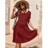 Ekouaer Nursing Dress Summer Short Sleeve Breastfeeding Casual Knee Length Maternity Dresses S-XXL(Wine Red)