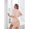 Ekouaer Satin Nightgowns for Women Button Down Sleep Shirt Silk Night Shirt Long Sleeve Boyfriend Sleepwear S-3XL(Beige)