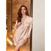 Ekouaer Satin Nightgowns for Women Button Down Sleep Shirt Silk Night Shirt Long Sleeve Boyfriend Sleepwear S-3XL(Beige)