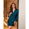 Ekouaer Satin Nightgowns for Women Button Down Sleep Shirt Silk Night Shirt Long Sleeve Boyfriend Sleepwear S-3XL(Deep Green)