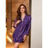 Ekouaer Satin Nightgowns for Women Button Down Sleep Shirt Silk Night Shirt Long Sleeve Boyfriend Sleepwear S-3XL(Deep Purple)