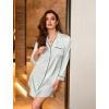 Ekouaer Satin Nightgowns for Women Button Down Sleep Shirt Silk Night Shirt Long Sleeve Boyfriend Sleepwear S-3XL(Light Blue)