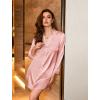Ekouaer Satin Nightgowns for Women Button Down Sleep Shirt Silk Night Shirt Long Sleeve Boyfriend Sleepwear S-3XL(Light Pink)