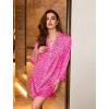 Ekouaer Satin Nightgowns for Women Button Down Sleep Shirt Silk Night Shirt Long Sleeve Boyfriend Sleepwear S-3XL(Pink Leopard Print)