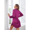 Ekouaer Satin Nightgowns for Women Button Down Sleep Shirt Silk Night Shirt Long Sleeve Boyfriend Sleepwear S-3XL(Purple)